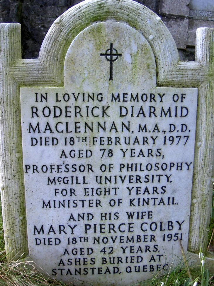 Photo of headstones/Roderick Diarmid MacLennan died 1977 hdstn Clachan Duich new